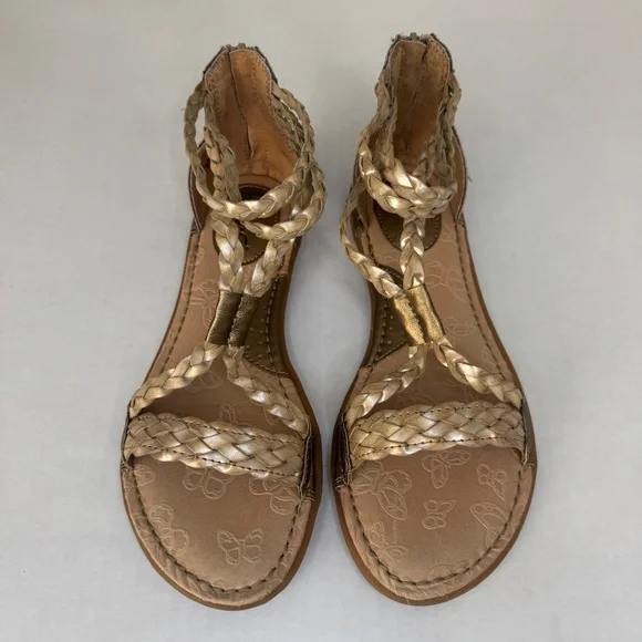b.o.c. Born O. Concept Womens Braided Flats-Sandals-Shoes Gold Tan Gladiator Sz7 - Picture 7 of 10
